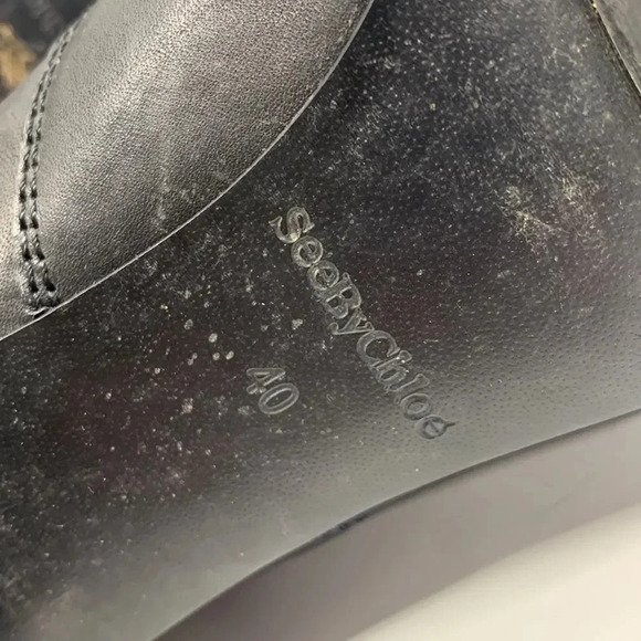 See By Chloe Black Ankle Boots with Gold Buckle - Picture 9 of 12